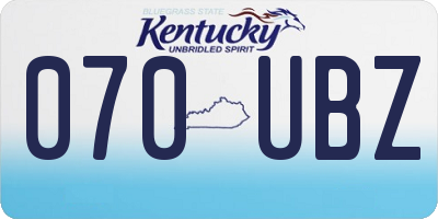 KY license plate 070UBZ