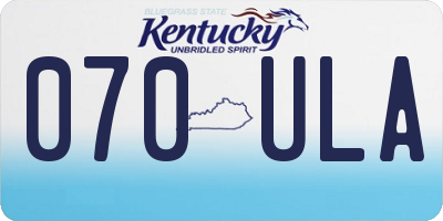KY license plate 070ULA