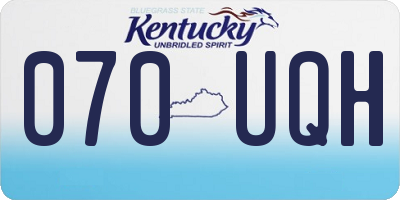 KY license plate 070UQH