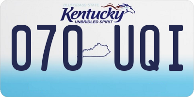 KY license plate 070UQI