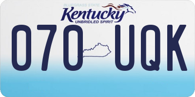 KY license plate 070UQK