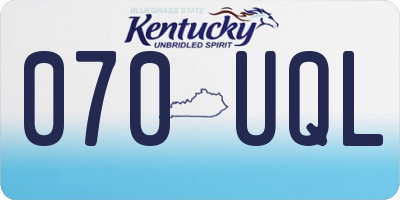KY license plate 070UQL
