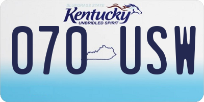 KY license plate 070USW