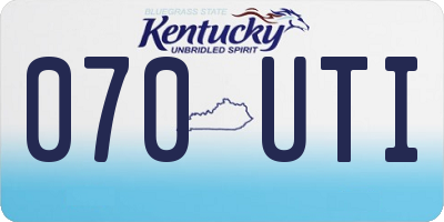 KY license plate 070UTI