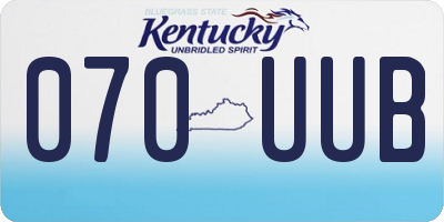 KY license plate 070UUB