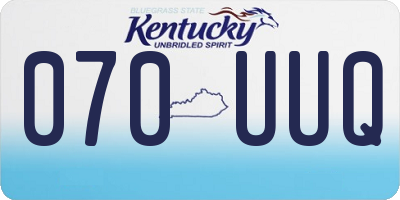 KY license plate 070UUQ