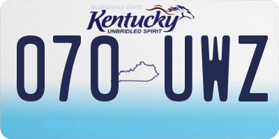 KY license plate 070UWZ