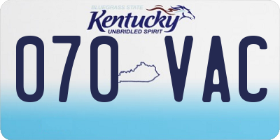 KY license plate 070VAC