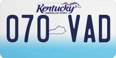 KY license plate 070VAD