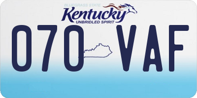 KY license plate 070VAF