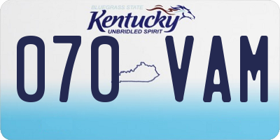KY license plate 070VAM
