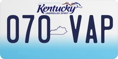KY license plate 070VAP