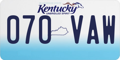 KY license plate 070VAW