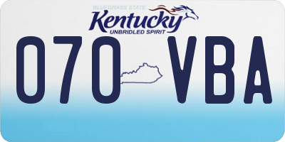KY license plate 070VBA