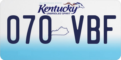 KY license plate 070VBF