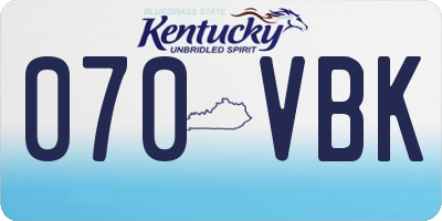 KY license plate 070VBK