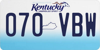 KY license plate 070VBW
