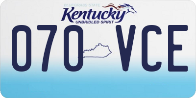 KY license plate 070VCE