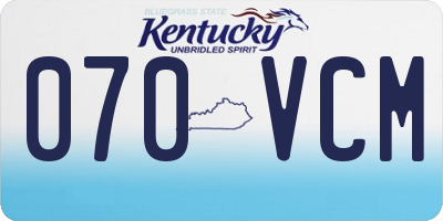 KY license plate 070VCM