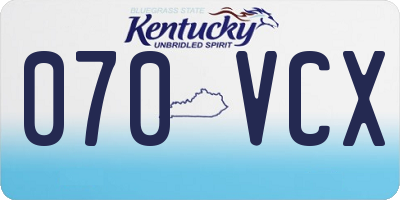 KY license plate 070VCX