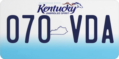 KY license plate 070VDA