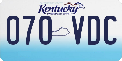 KY license plate 070VDC