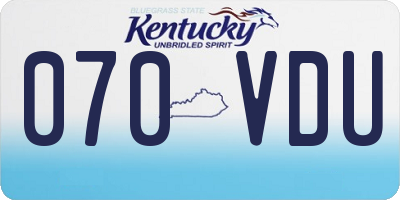 KY license plate 070VDU