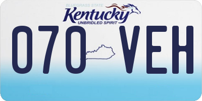 KY license plate 070VEH