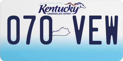 KY license plate 070VEW