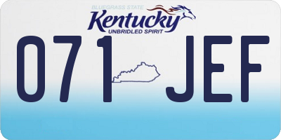 KY license plate 071JEF