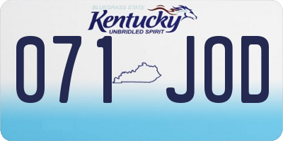 KY license plate 071JOD