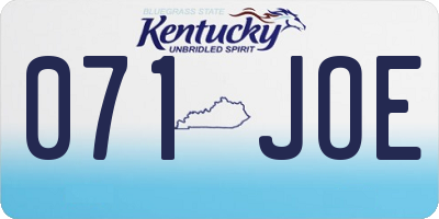 KY license plate 071JOE