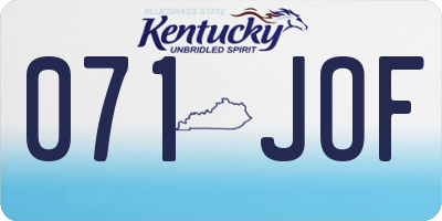 KY license plate 071JOF