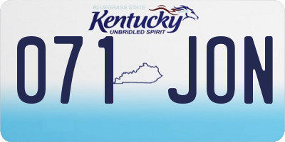 KY license plate 071JON