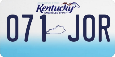 KY license plate 071JOR
