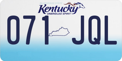 KY license plate 071JQL