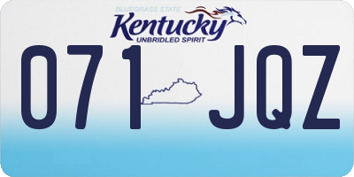 KY license plate 071JQZ