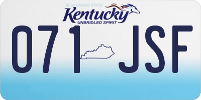 KY license plate 071JSF