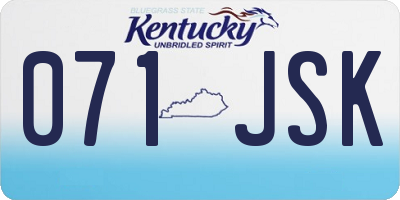 KY license plate 071JSK