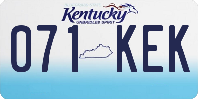 KY license plate 071KEK