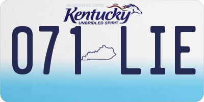 KY license plate 071LIE