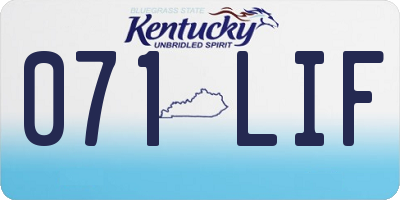 KY license plate 071LIF