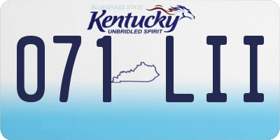 KY license plate 071LII