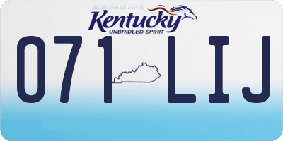 KY license plate 071LIJ