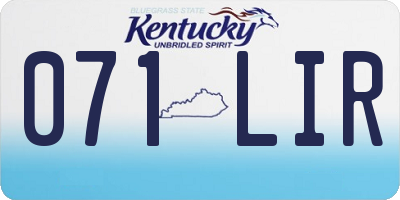 KY license plate 071LIR