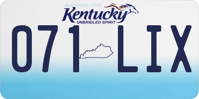 KY license plate 071LIX