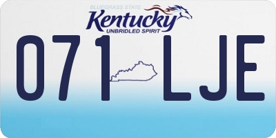 KY license plate 071LJE