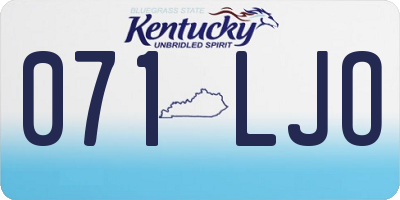 KY license plate 071LJO