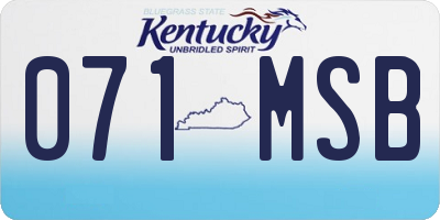 KY license plate 071MSB