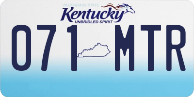 KY license plate 071MTR